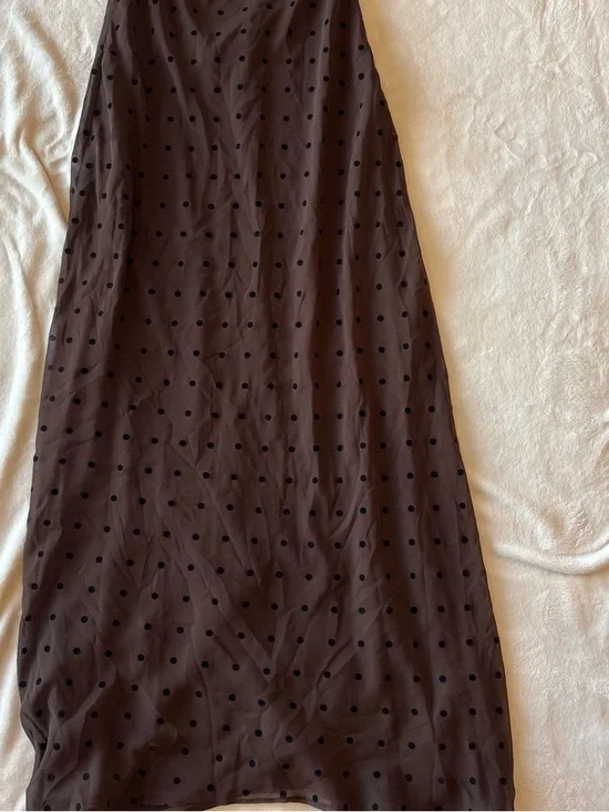 Zara Brown Polka Dot Halter Maxi Dress - Picture 4 of 7